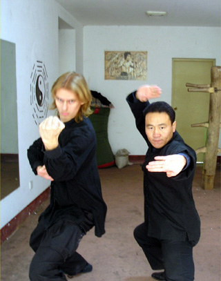 Nic Fuzzell with his Chinese kung fu master.