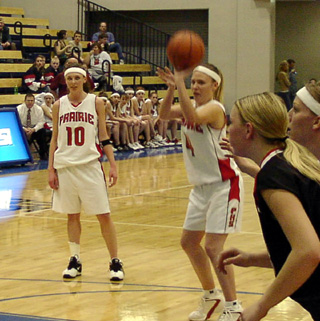 Bridget Enneking puts up a free throw against Deary. The Pirates hit 25 of 34 attempts from the line in the game.