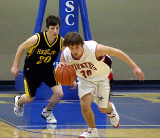 Ryan Daly heads upcourt after a steal.