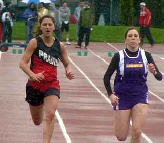 Nicole Nida takes second in the 100 in a season best time of 12.9.