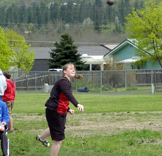 Charlene Duman in the shot put at Kamiah Saturday.