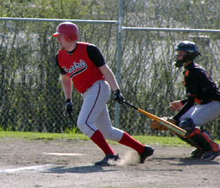 Eric Lerandeau connects for a hit against Kendrick.