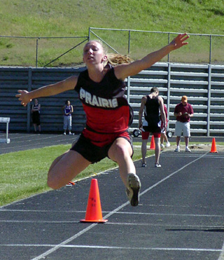 In her first try at the triple jump this year, Tabitha Sonnen won at Lewiston last week.