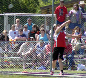 J.D. Riener broke the regional meet record to win the discus competition.