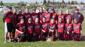 The PHS softball team with the District championship trophy.