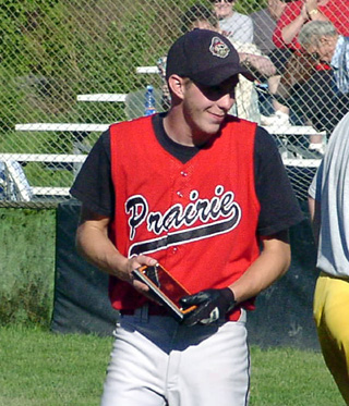 C.J. Rieman after receiving the MVP award.