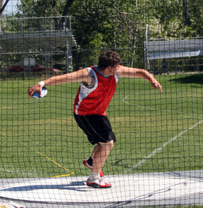 J.D. Riener is about to let the discus fly.