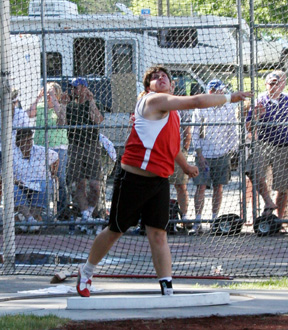 J.D. Riener won the state shot put title with his final attempt.