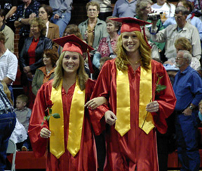 Lindsey Crea and Natalie Arnzen march in.