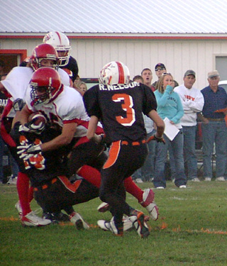 Dan Riener plows across the goal line on a 2-point conversion try.