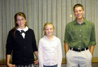 National winners from left are Lynn Rehder, Cassidy Stubbers and William Schlader.
