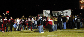 The Prairie student body formed a corridor for the victorious Pirate football team after their big win last Friday.