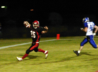 Danny Riener celebrates one of his 4 touchdowns in the game.