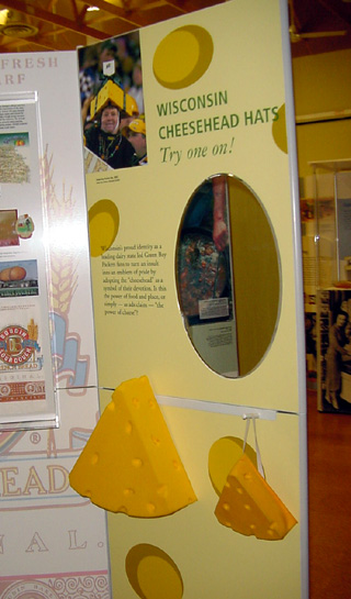 A display about Wisconsin cheese.