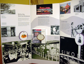 A display on the history of restaurants in America.