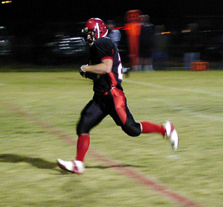 Danny Riener scores one of his 5 touchdowns as he goes in untouched.