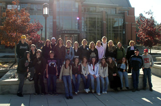 The PHS junior class in front of the new U of I Business College, the Albertson building.