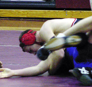 Jake Wimer is about to pin this Lewiston opponent who he later lost to in the 3rd place match.