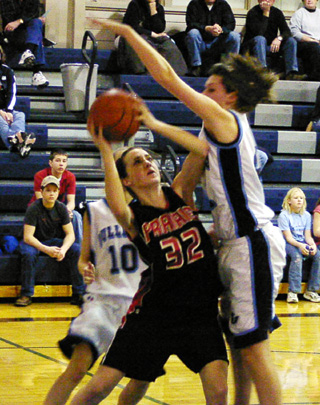 Randi Schumacher found the way to the hoop blocked at Grangeville.