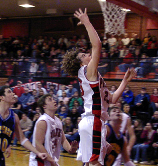 David Sigler goes for a lay-up against Nezperce.