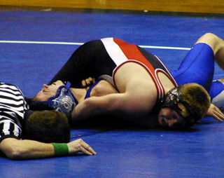 Brandon Poxleitner is about to score a pin.