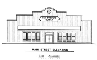 The architect's drawing of the front of the new building.
