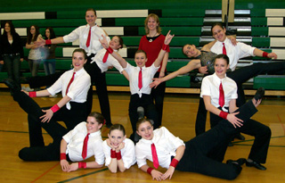 The PHS dance team poses after taking second in districts at Potlatch.