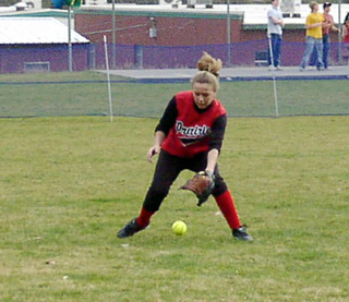 Tabitha Seubert makes a play in centerfield against Grangeville.