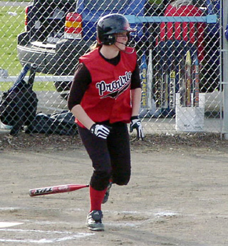 Kara Guyer watches her third hit of the game against Lapwai head into the outfield.