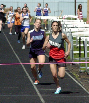 Sienna Benton nears the finish of the 800 run with the lead.