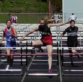 Tabitha Sonnen was well ahead at the last hurdle in the 100 hurdles race.