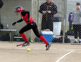Tiffany Schaeffer led off the first Timberline game with a bunt single.