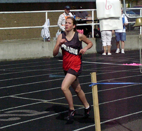 Casey Bruegeman starts another lap in the 3200 on her way to a third place finish.