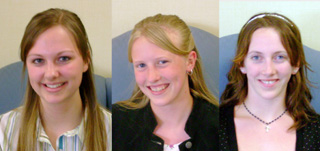 Scholarship winners from left are Laura Gehring, Julia Workman and Kara Teats.