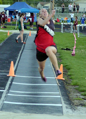 Tabitha Sonnen soars to a personal best in the triple jump.