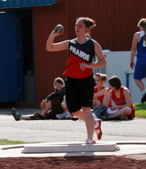 Kaylee Uhlenkott won the state shot put title. She also took third in the discus.
