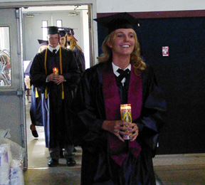 Amber Nuxoll leads in the class at the start of graduation.