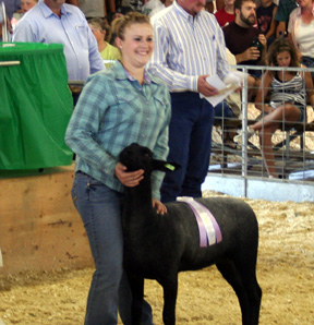 Renea Holland with her reserve champion lamb.