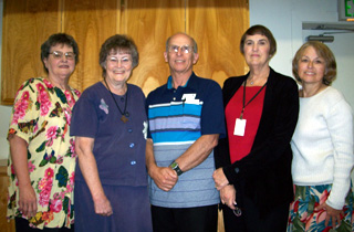 Shown is the Organizing Committee for the Clearwater Valley NOSDA Training.  From left to right are Stella Strahan, Sr. Corinne Forsman, Joe Kolar, Anita Noggle, and Wilma Rapp.  Absent from the picture is Terry Law.