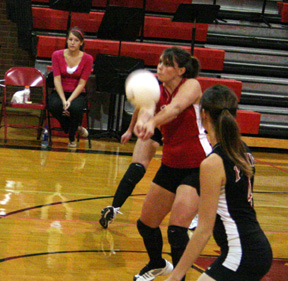 Brooke Holthaus makes a pass against Culdesac.