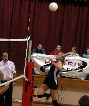 Chelsea Long winds up for a kill against Culdesac.