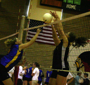 Chelsea Long and Tiffany Schaeffer wall off a Nezperce hit at Gar-Pal.