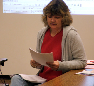 Sherry Holthaus does a presentation.