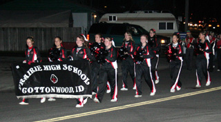 The PHS cheerleaders lead the parade.