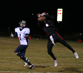 David Sigler had 3 interceptions in the game. This wasn't one of them but he still managed to deflect the pass away from the receiver.