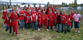 5th graders all in red for Red Ribbon Week.