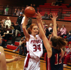 Sarah Arnzen looks to pass.