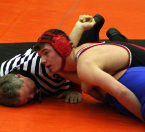 Michael Matson looks up to get more leverage on his opponent.