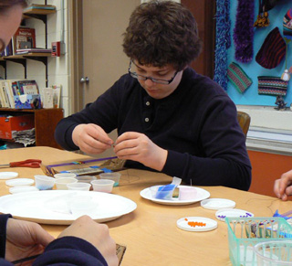 Tucker Stefan intent on his project.