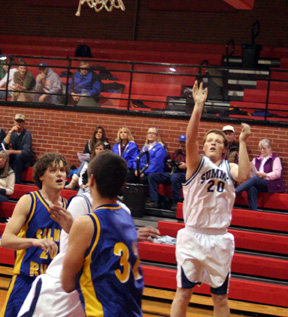 Dustin Lustig puts up a shot from the baseline.